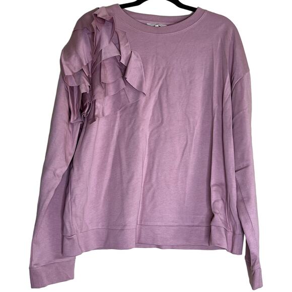 Ted Baker Sweater Women 5 Modal Pink Ruffle Elegant Designer Soft Winter Fall - Picture 2 of 11